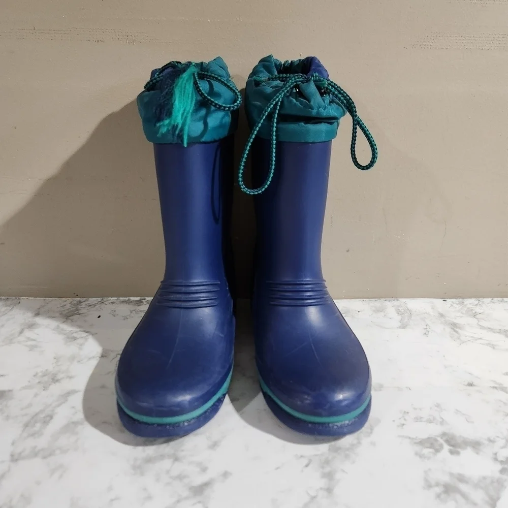 Vintage L.L Bean La Crosse Rubber Duck Rain Boots Blue USA MADE Kids Size 2